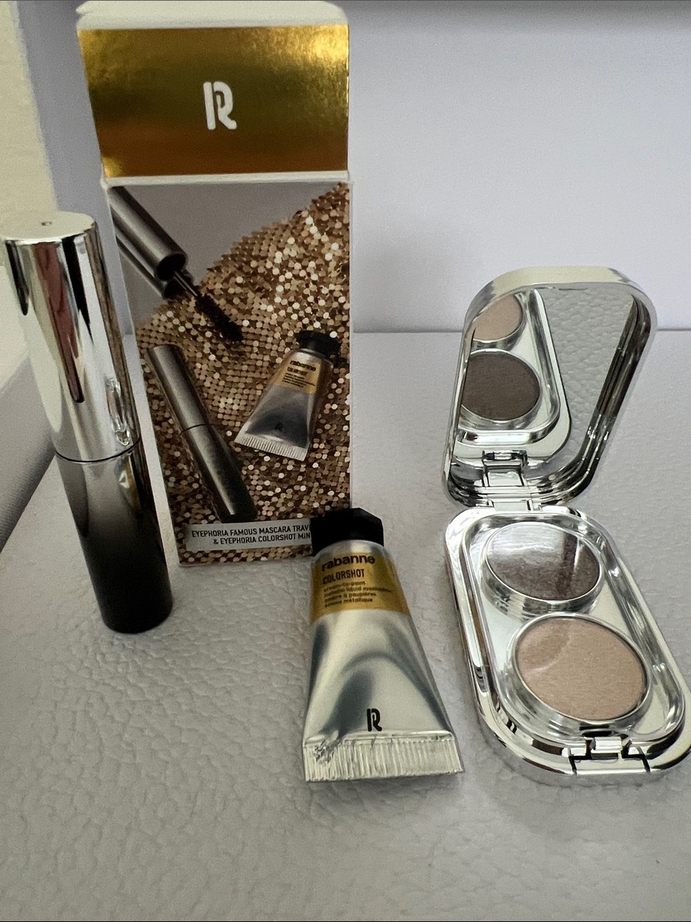 Rabanne duo of mini travel set and eyeshadow